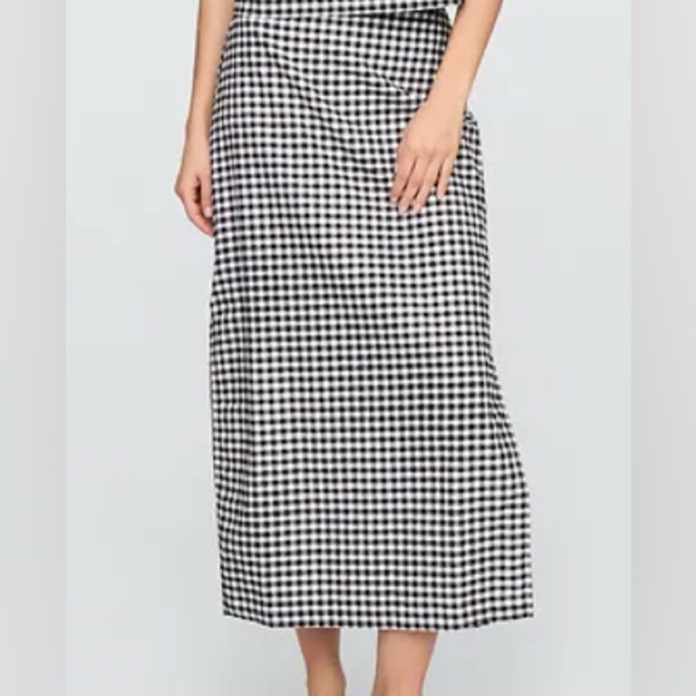 Black and White Gingham Midi Skirt M